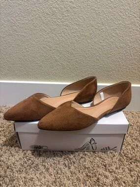 a new day Women’s Pointed Ballet Flats - Brown Suede
